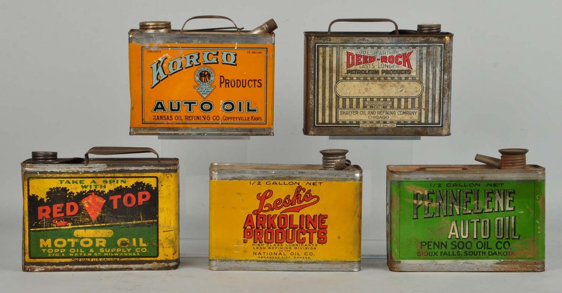 Lot of 5: Different Half Gallon Motor Oil Cans. (1 of 1)