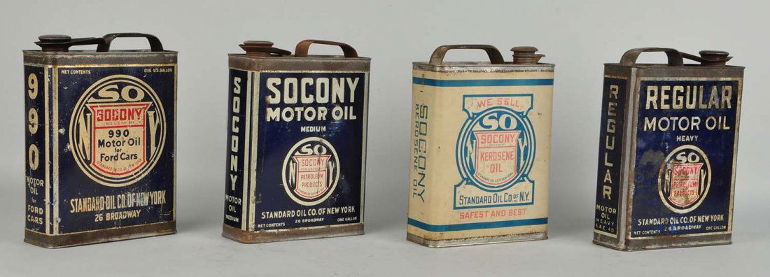 Lot of 4: Different Socony Motor Oil Cans. (1 of 1)