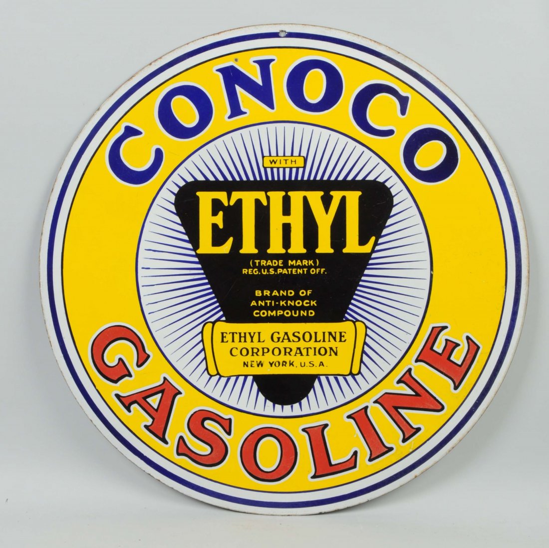 Conoco Gasoline with Ethyl Logo Sign. (1 of 2)