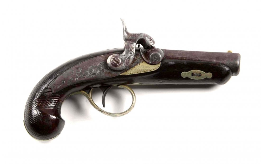 Henry Deringer .41 Percussion Pocket Pistol (A).: Serial # NA 2-3/4" barrel in .41 percussion caliber. Undoubtedly one of the most infamous firearms in American history, this is the model and caliber of the gun used by John Wilkes Booth to assassinat