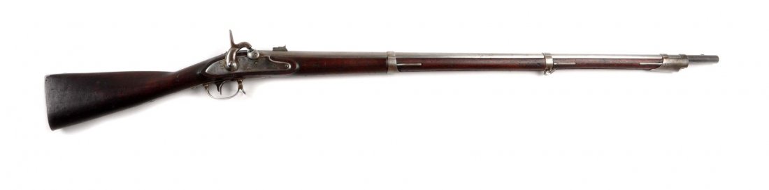 Model 1816 US Conversion Musket (A).: Serial # NSV .69 caliber, barrel length 42". This is a Type 2 musket that had a bolster conversion and is considered a contract arm. Lock is stamped "US M.T. Wickham" forward of hammer. This contract