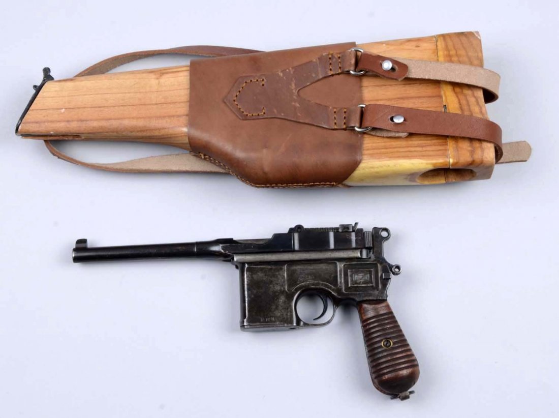 Chinese Broomhandle Mauser Model C-96 (C).: Serial # 902576 Barrel length 5-1/2", .30 Mauser. Not technically a Chinese Broomhandle in that this pistol was manufactured at the Mauser factory in Germany. It has the German imperial proofs with a 
