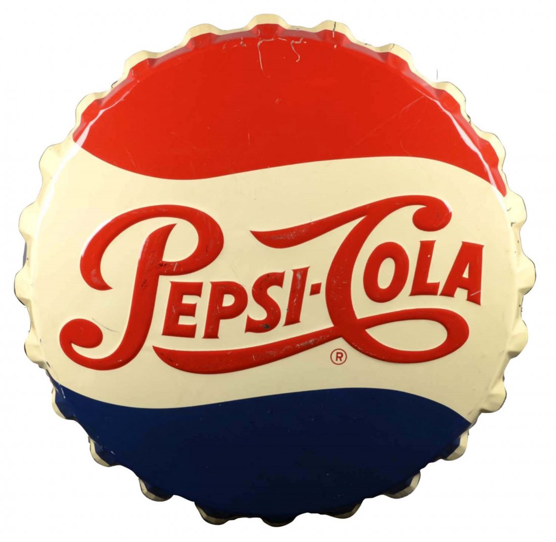 Pepsi-Cola Embossed Tin Bottle Cap Sign (1 of 4)