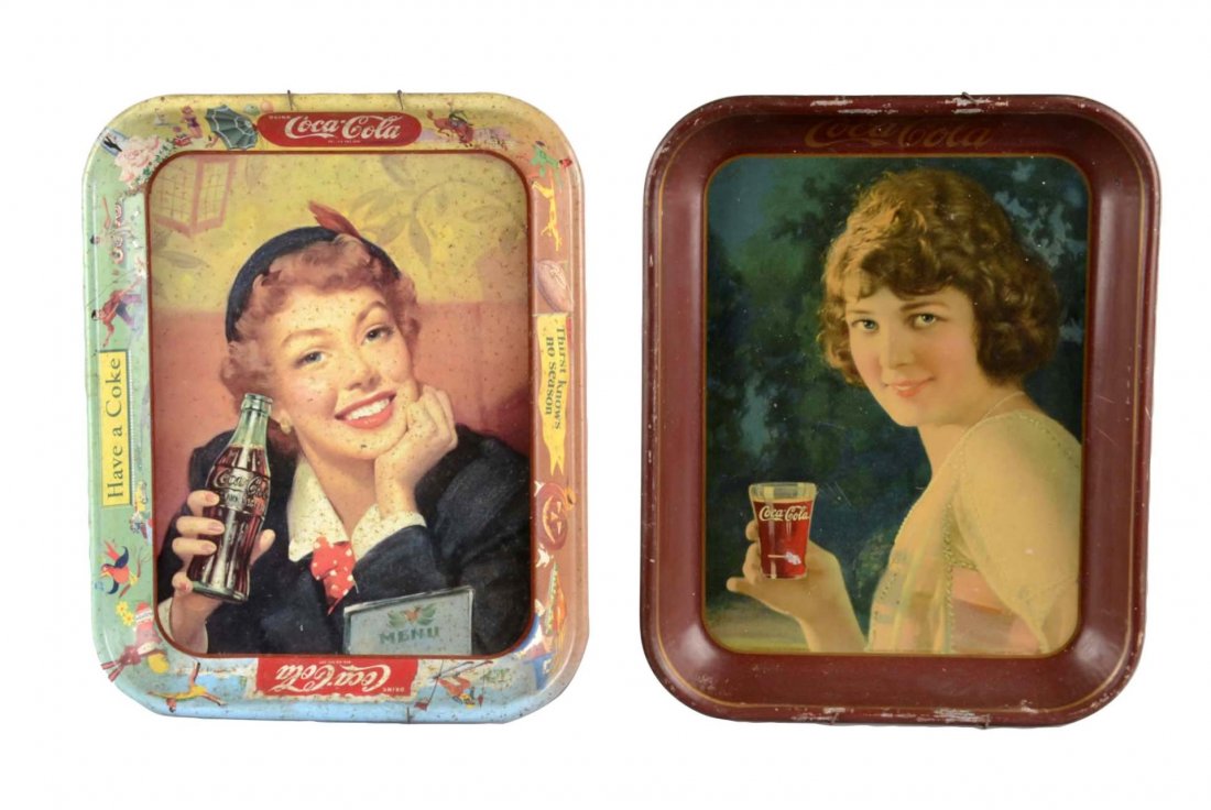 Lot Of 2: Coca Cola Tin Serving Trays (1 of 1)