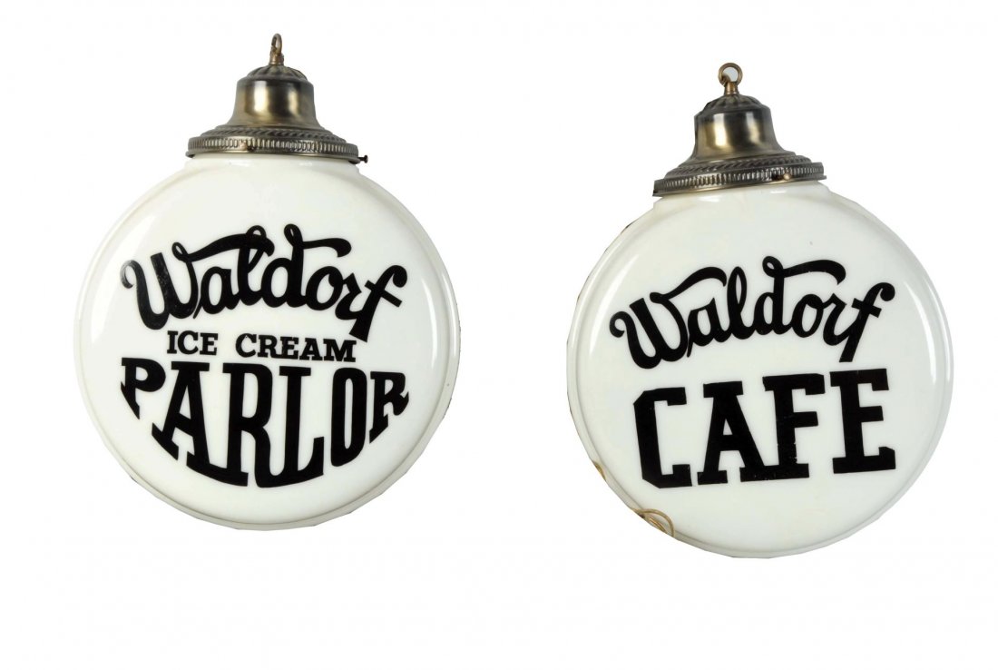 Lot Of 2: Milk Glass Advertising Light Globes (1 of 2)