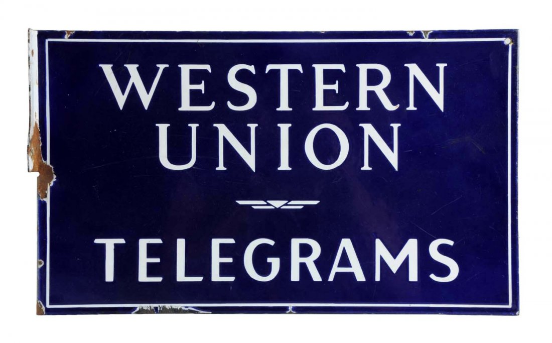 Western Union Telegrams Porcelain Flange Sign (1 of 2)
