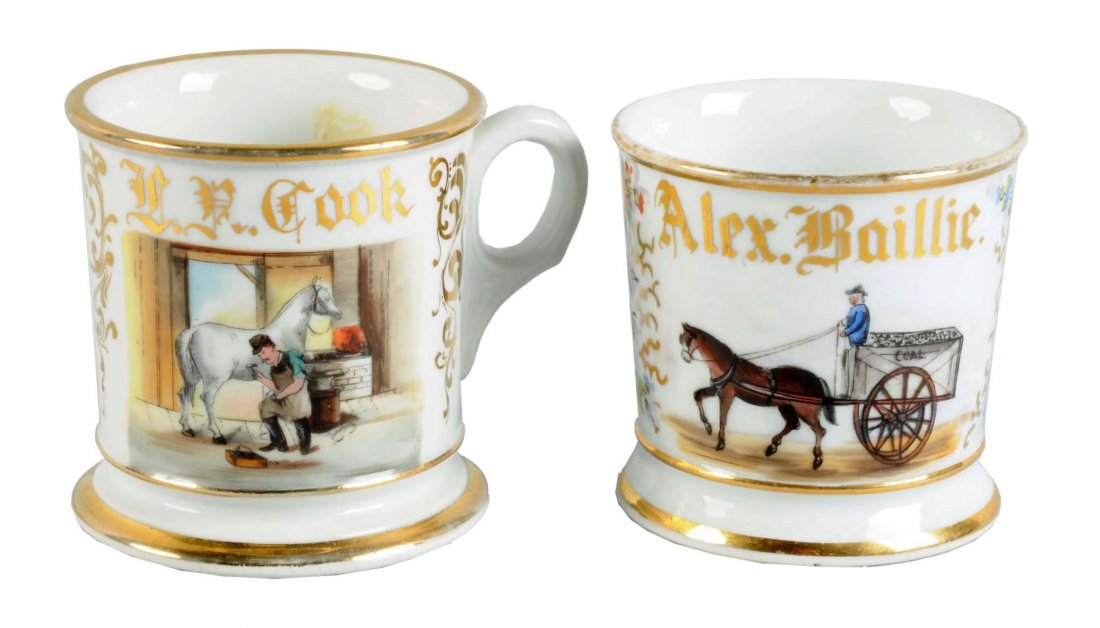 Lot Of 2: Blacksmith & Wagon Driver Shaving Mugs (1 of 2)
