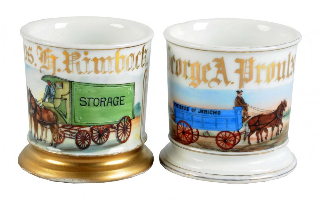 Lot Of 2: Horses Drawn Shaving Mugs (1 of 2)