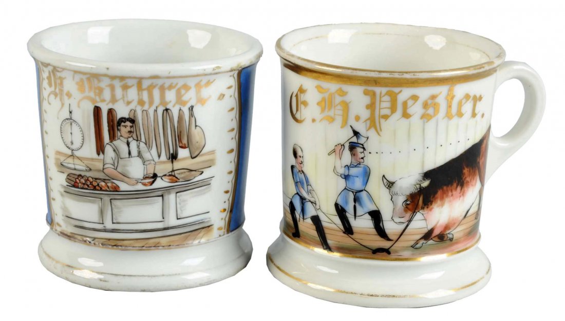 Lot Of 2: Butcher Shaving Mugs (1 of 2)