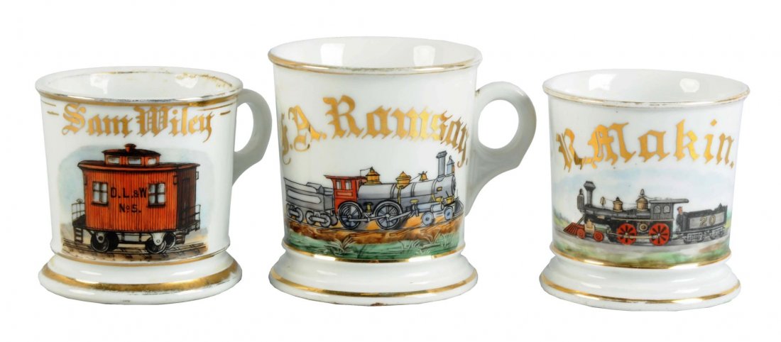 Lot Of 3: Shaving Mugs - Locomotives (1 of 2)
