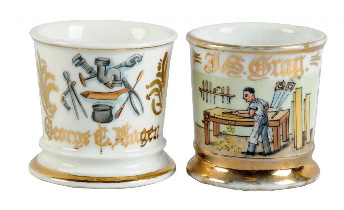 Lot Of 2: Shaving Mugs - Woodworker (1 of 2)