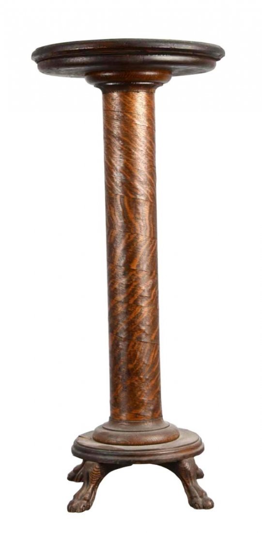 Claw Foot Wood Column Pedestal Plant Stand (1 of 3)