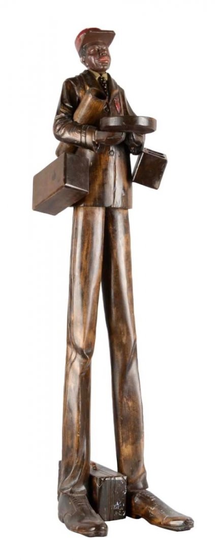 Carved Wood Porter Smoking Stand (1 of 2)