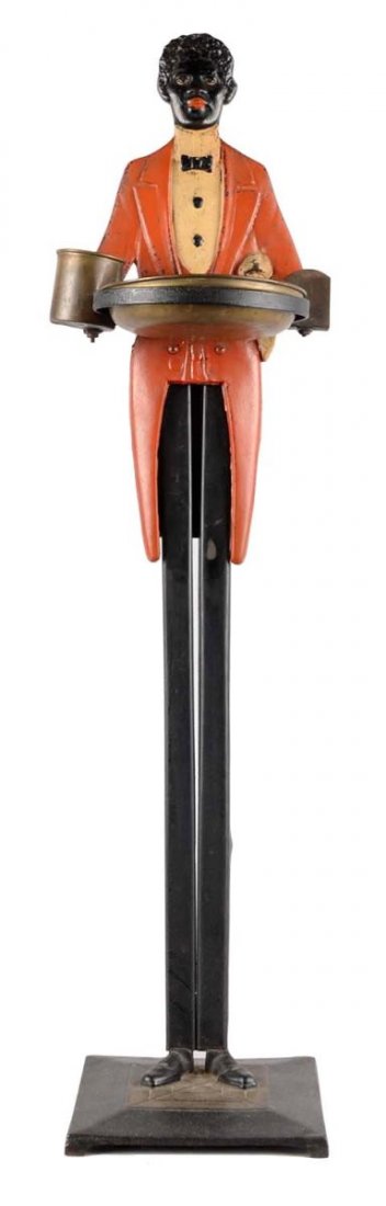 Figural Cast Iron Butler Smoking Stand (1 of 2)