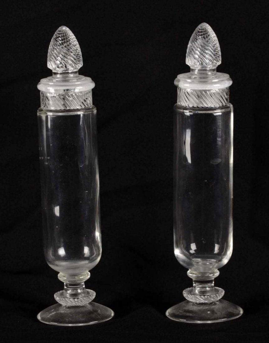 Lot Of 2: Glass Apothecary Candy Jars With Lids (1 of 1)