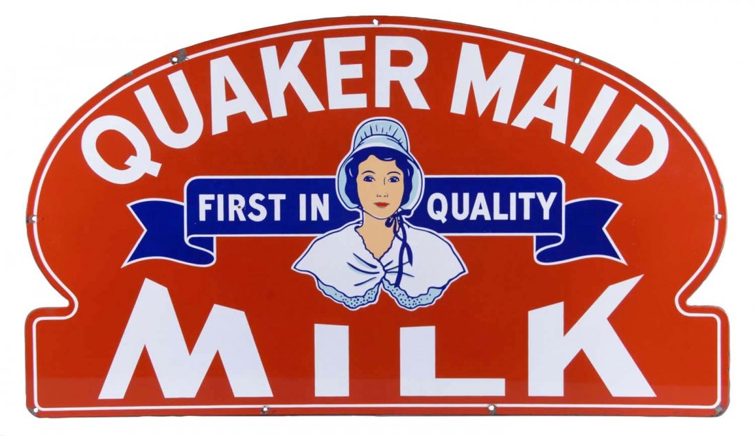 Quaker Maid Milk Porcelain Advertising Sign (1 of 2)