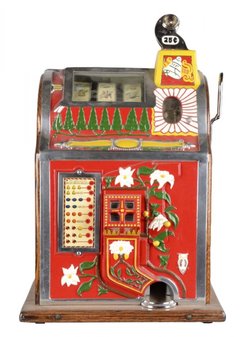 **25¢ Mills Jackpot Poinsettia Slot Machine (1 of 5)