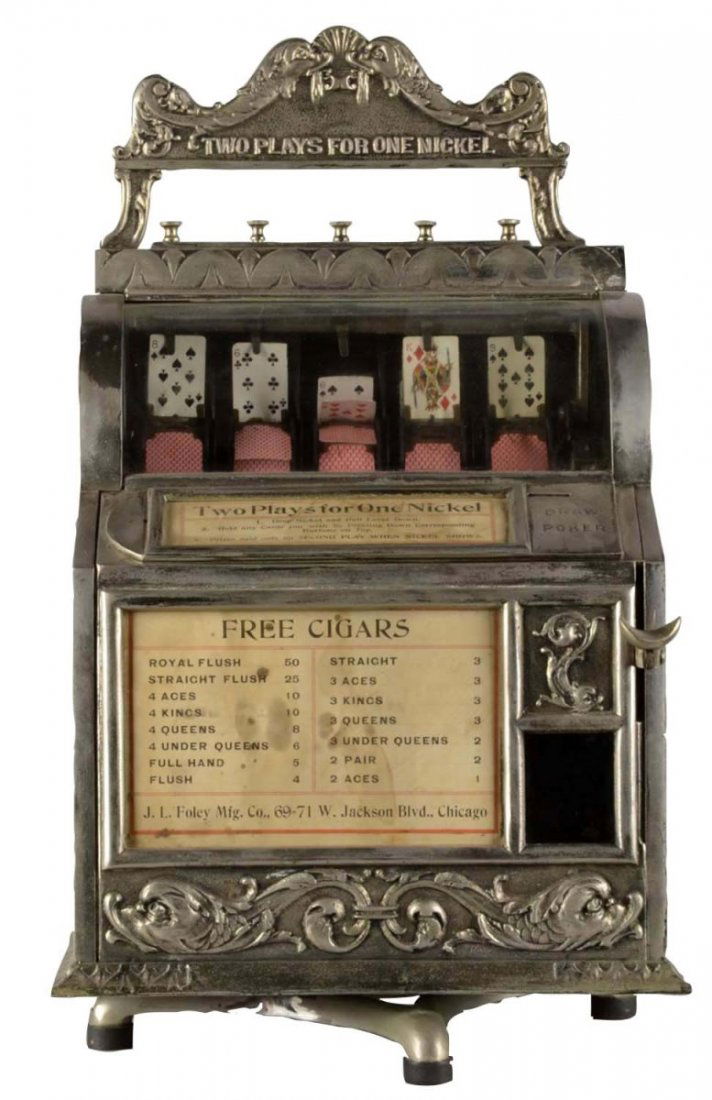 **5¢ J.L. Foley Draw Poker Flip Card Machine (1 of 4)