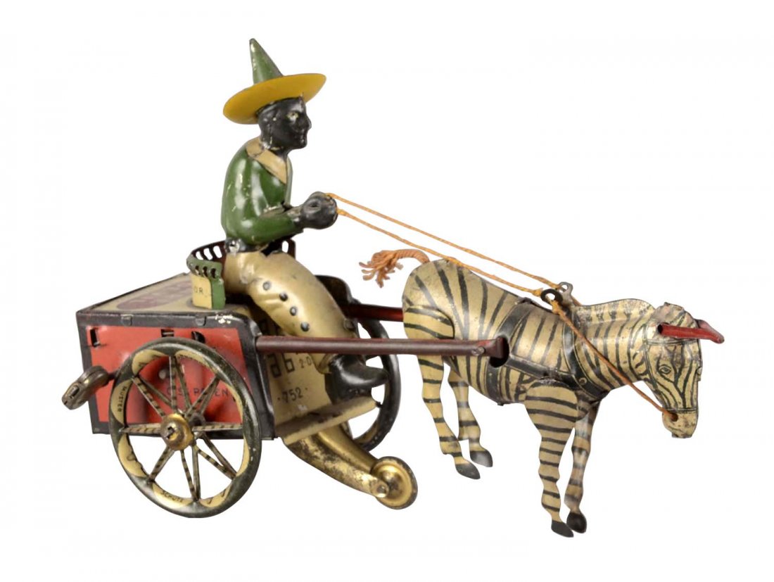 Lehmann Daredevil Zebra Cart Tin Litho Windup Toy (1 of 2)