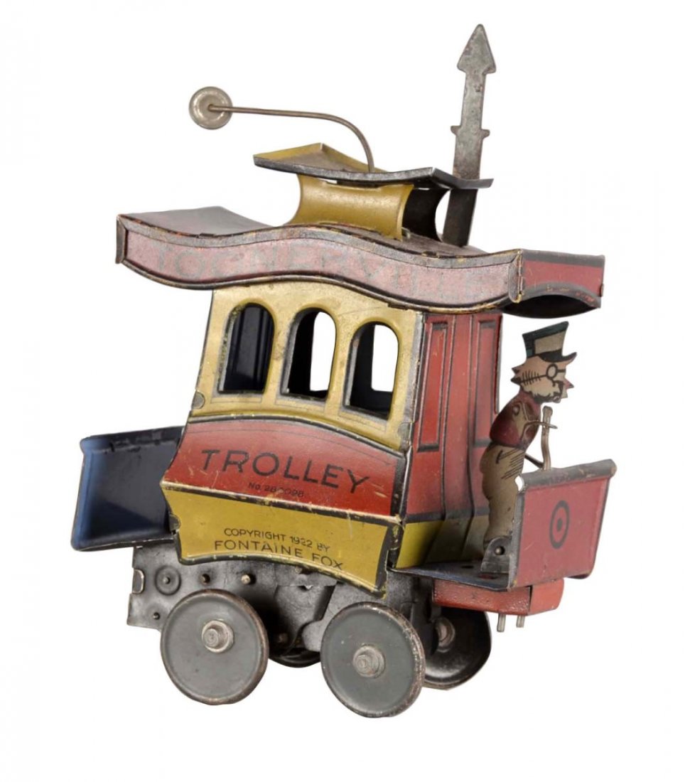 Nifty Mechanical Tin Litho Toonerville Trolley (1 of 2)