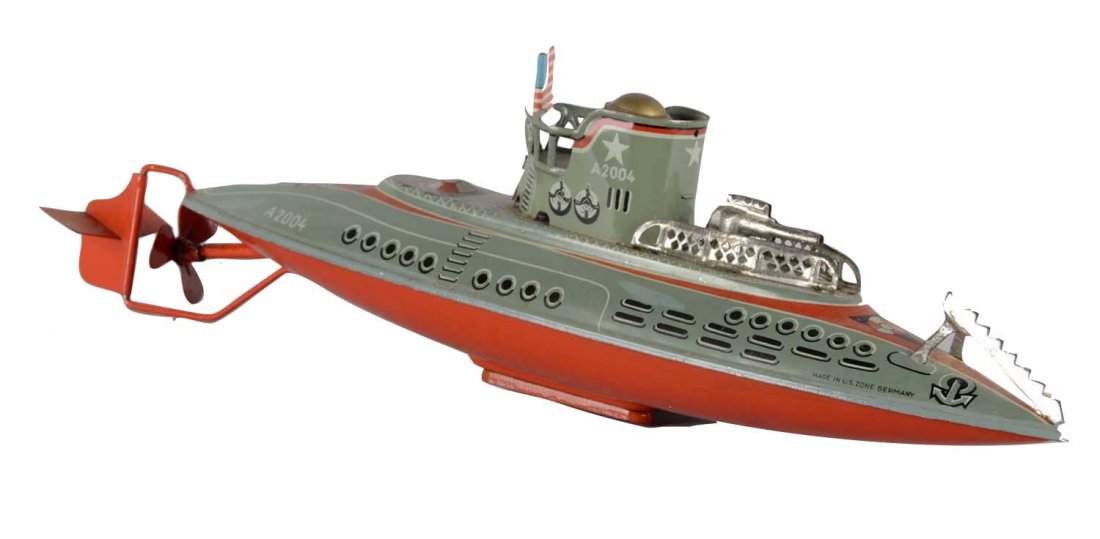 Arnold German Mechanical Tin Lithograph Submarine (1 of 2)
