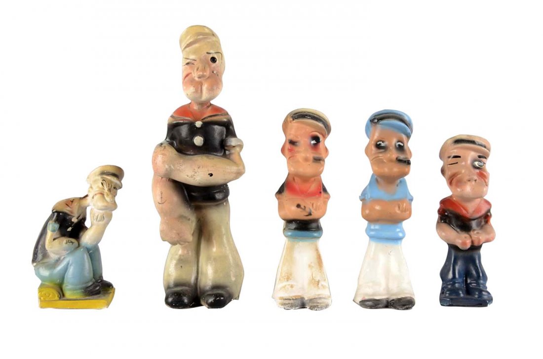 Lot Of 5: Popeye Carnival Chalkware Statues (1 of 2)
