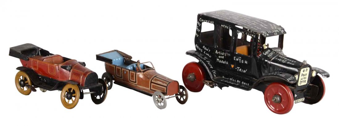 Lot Of 3: Mechanical Tin Lithograph Cars (1 of 2)