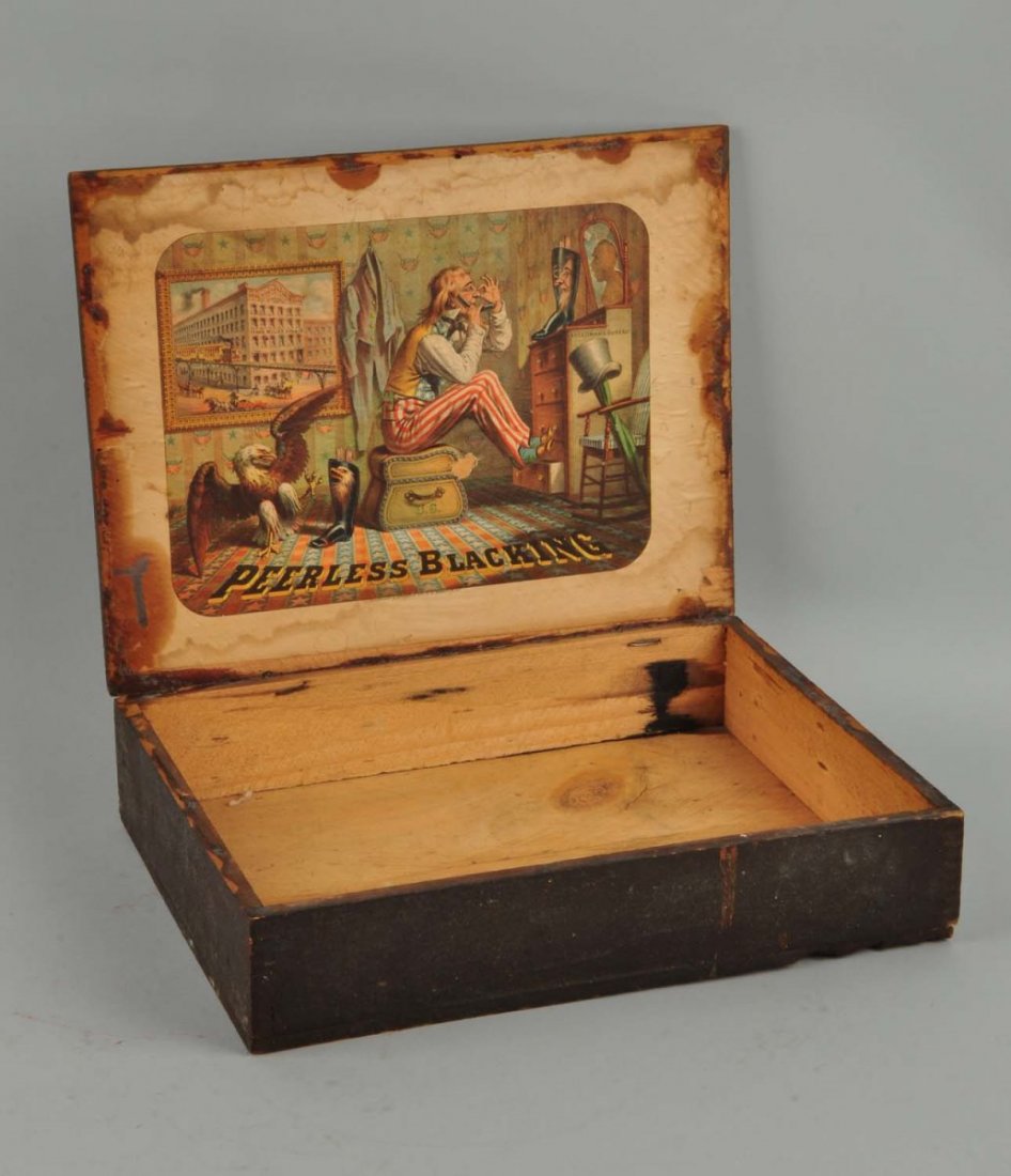 Peerless Polish Wooden Display Box with Uncle Sam. (1 of 3)