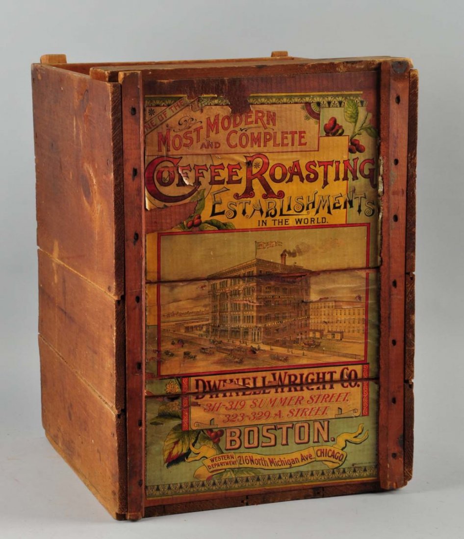 Dwindle Wright Co Coffee Advertising Wooden Crate. (1 of 2)
