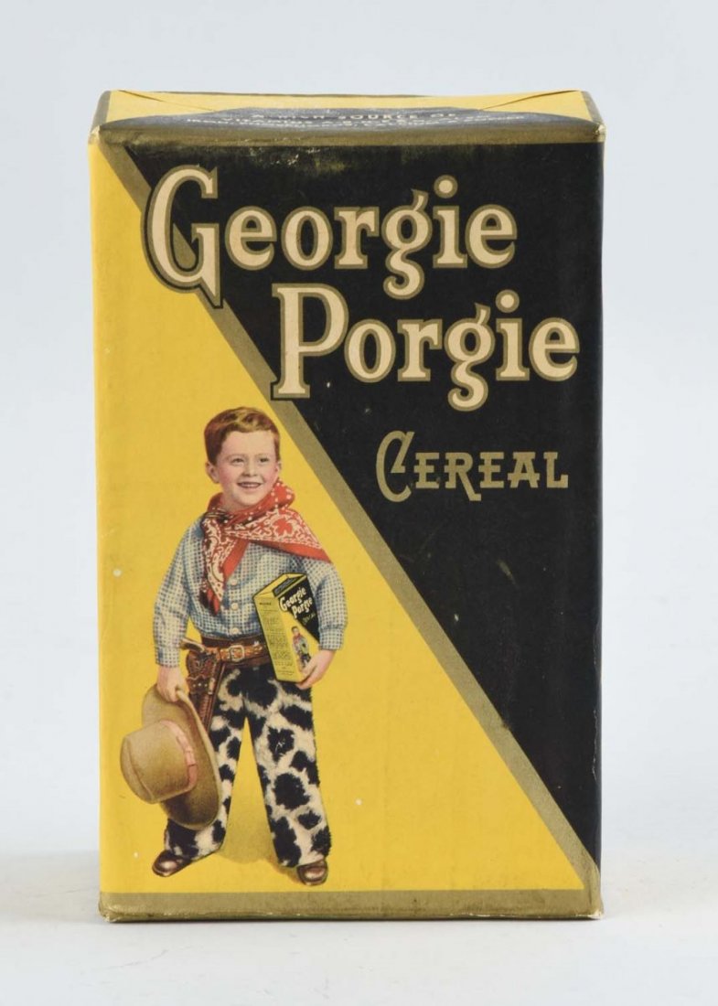 Georgie Porgie Cereal Box with Product.: New old stock. Never used. Box is in good condition with a few rubs. Condition (Excellent). Size 7 -1/2" x 5".