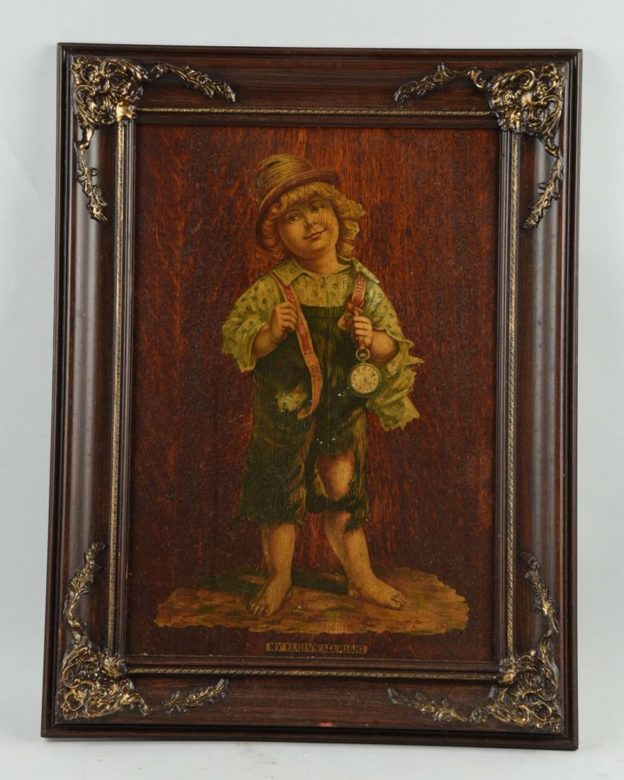 1910 Elgin Watches Wooden Advertising Sign. (1 of 1)