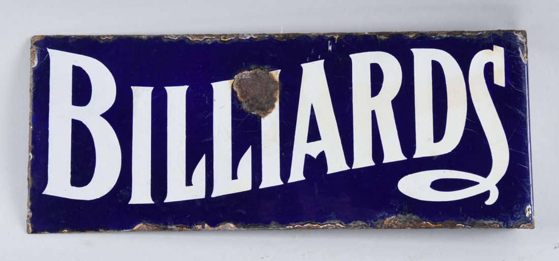 Scarce Billiards Porcelain Flange Sign. (1 of 1)