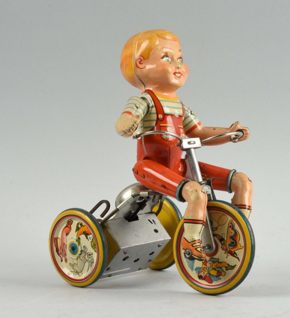 Unique Art Tin Litho Wind Up Wonder Cyclist . (1 of 2)