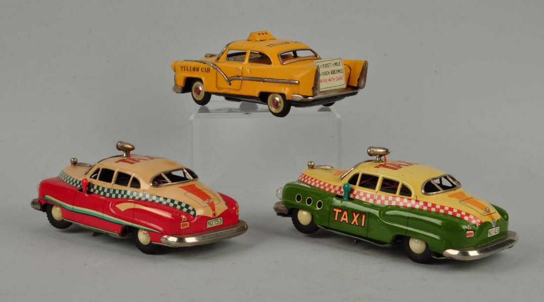 Lot Of 3: Japanese Tin Litho Taxis. (1 of 2)