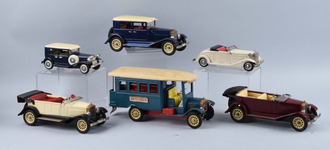 Lot Of 6: Japanese Tin Litho Old Timer Cars. (1 of 1)