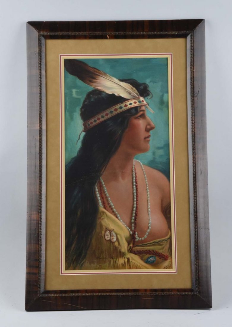 Framed Indian Maiden Long Wah Ta Wah 1908 Print. (1 of 1)