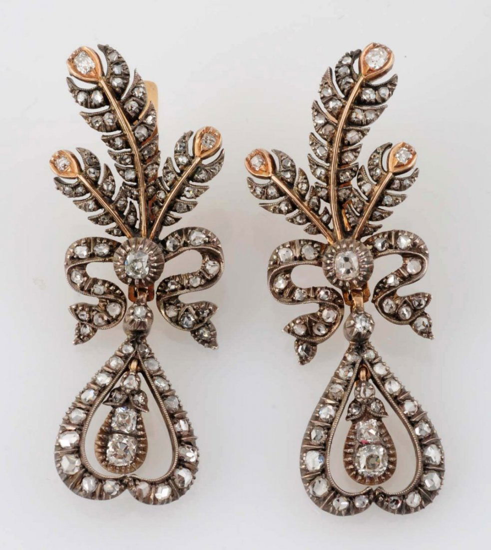 2ct. Diamond Feather Earrings. (1 of 2)