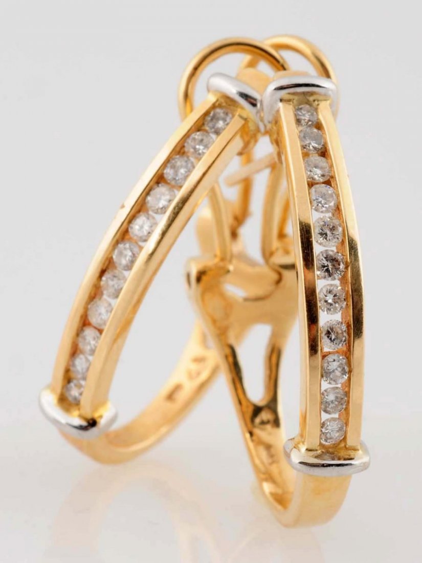 14k Diamond Hoop Earrings. (1 of 2)