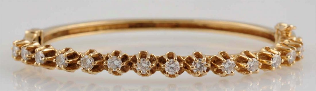 14K Gold & Diamond Bangle. (1 of 2)