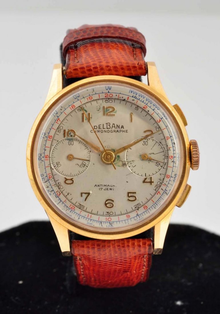 Delbana Chronograph 18k Gold Watch. (1 of 4)
