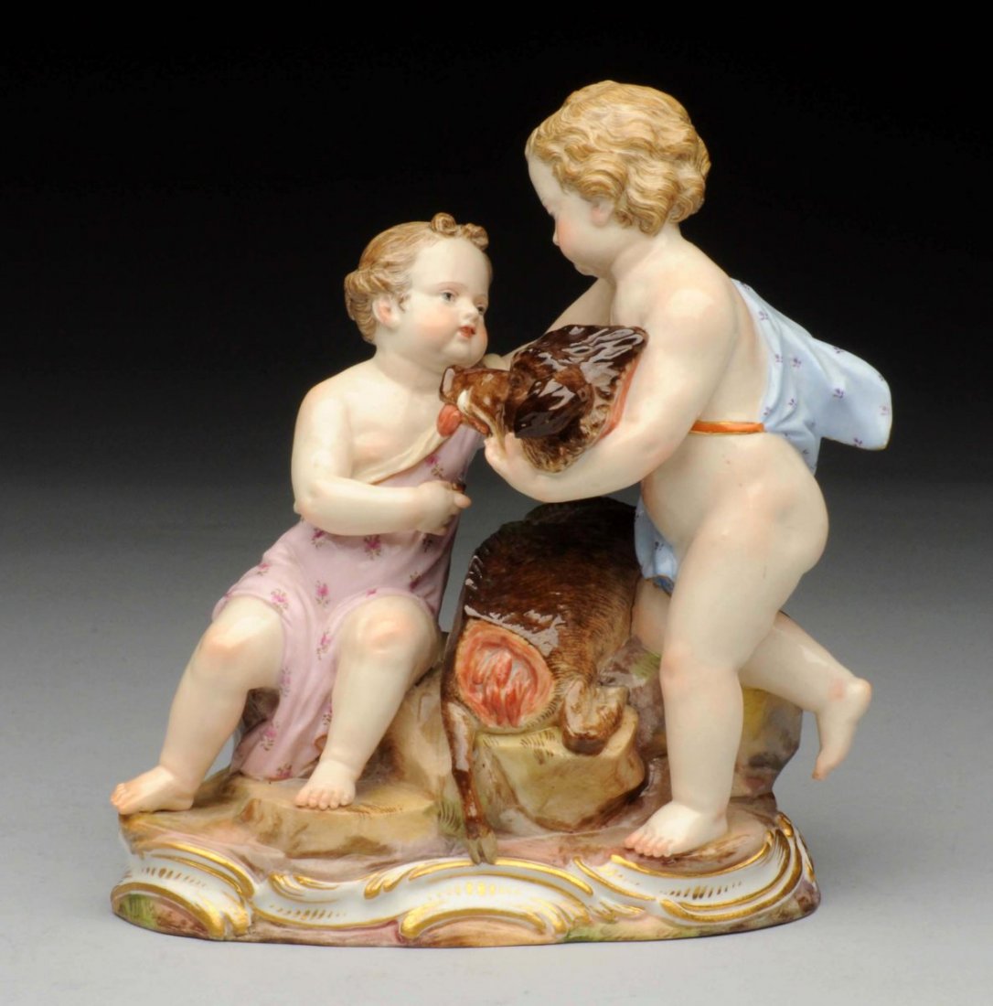 19th C. Meissen Figurine Of Two Children. (1 of 3)