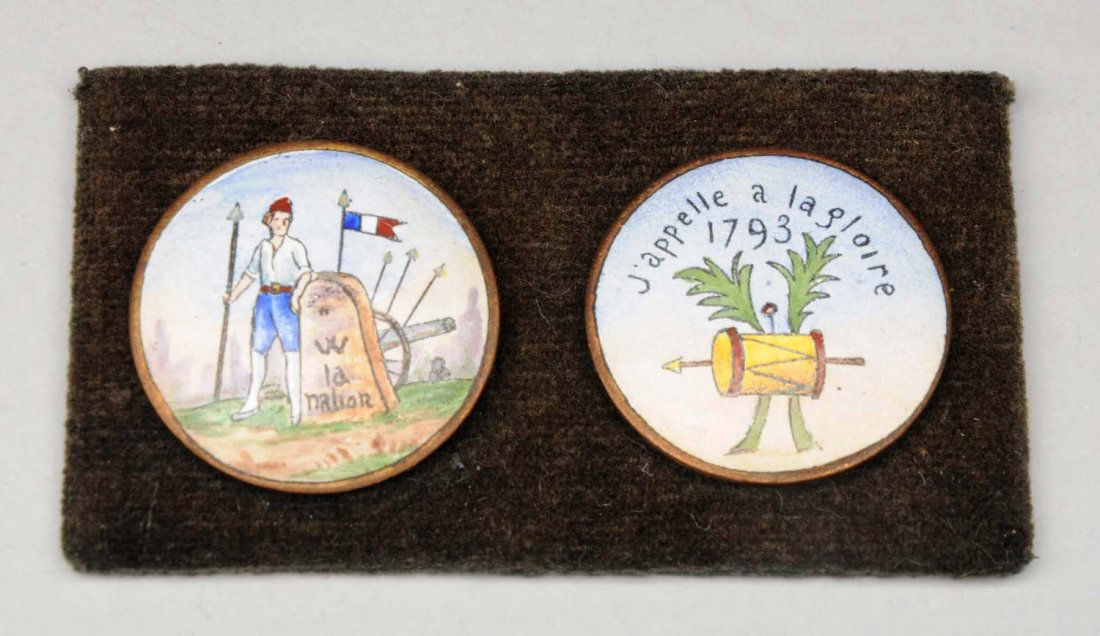 Pair of Early French Enamel Buttons. (1 of 1)