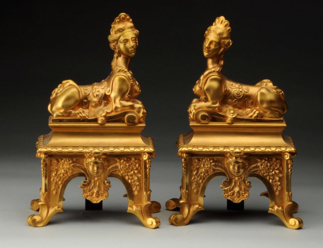 Pair of 19th Century French Bronze Chenets. (1 of 2)