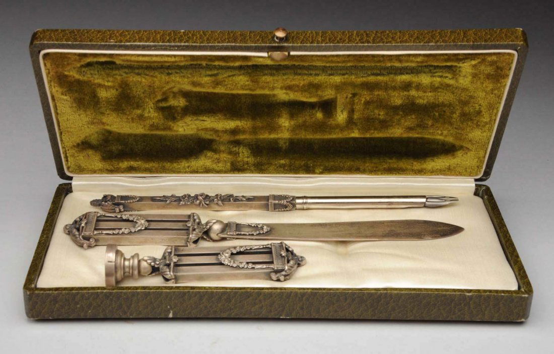 French Silver Plated Desk Set In Box. (1 of 2)