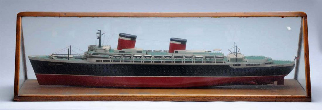 Scratch - Built Model of SS US Boat in Case. (1 of 2)