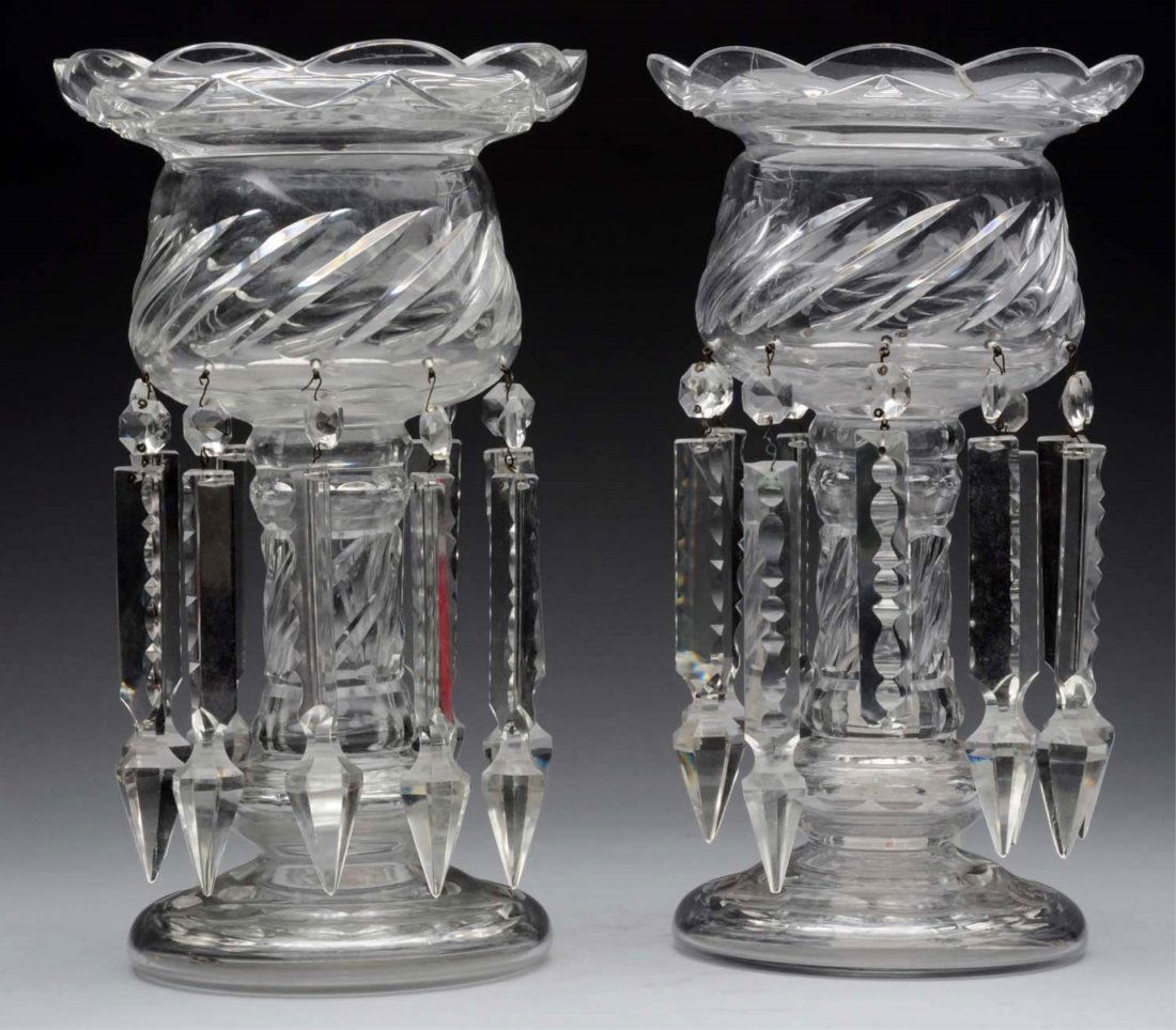Pair Of English Waterford Style Crystal Lustres. (1 of 1)