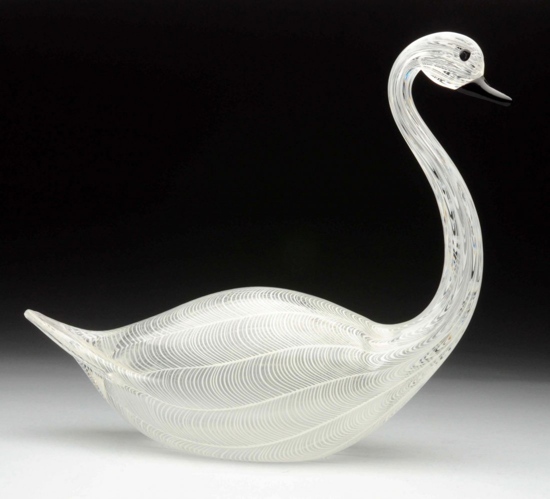 Large Murano Glass Swan Signed Jauetts. (1 of 2)