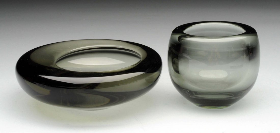 Lot of 2: Holmegaard Glass Bowl.: Both are without damage. Condition (Excellent). Size Largest : 5 -1/2" Dia.
