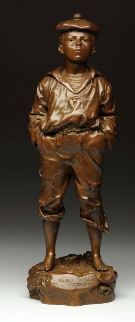 Late 19th C. Bronze Figurine Of Whistling Boy. (1 of 5)