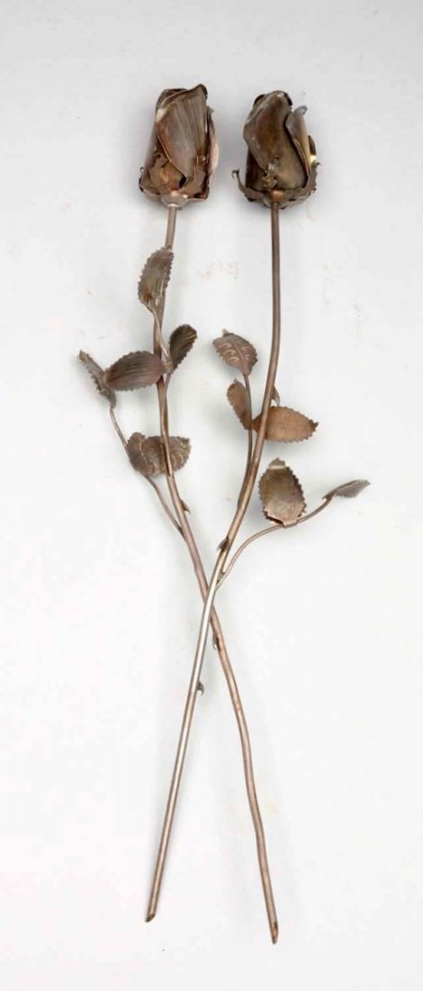 Lot of 2: Two Sterling Long Stemmed Roses. (1 of 2)